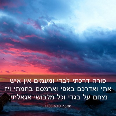 Picture 03 - ישעיה 63:3 HEB - פורה דרכתי לבדי ומעמים אין - Bible Verse Picture
