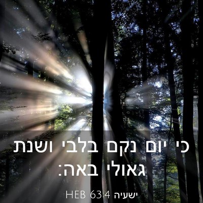 Picture 03 - ישעיה 63:4 HEB - כי יום נקם בלבי ושנת גאולי - Bible Verse Picture