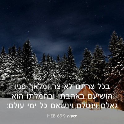 Picture 03 - ישעיה 63:9 HEB - בכל צרתם לא צר ומלאך פניו - Bible Verse Picture