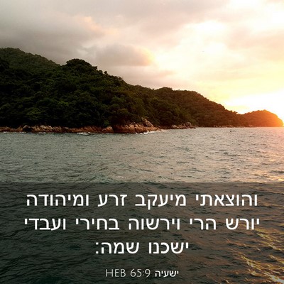 Picture 03 - ישעיה 65:9 HEB - והוצאתי מיעקב זרע ומיהודה - Bible Verse Picture