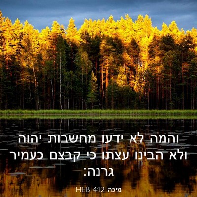 Picture 03 - מיכה 4:12 HEB - והמה לא ידעו מחשבות יהוה - Bible Verse Picture