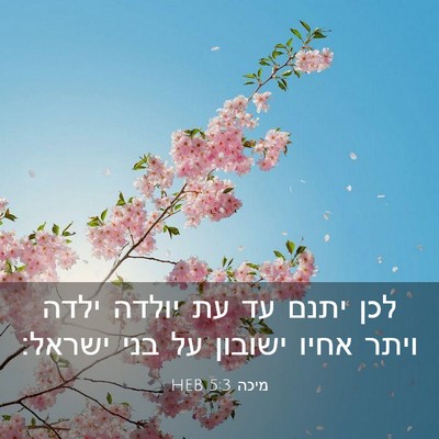 Picture 03 - מיכה 5:3 HEB - לכן יתנם עד עת יולדה ילדה - Bible Verse Picture