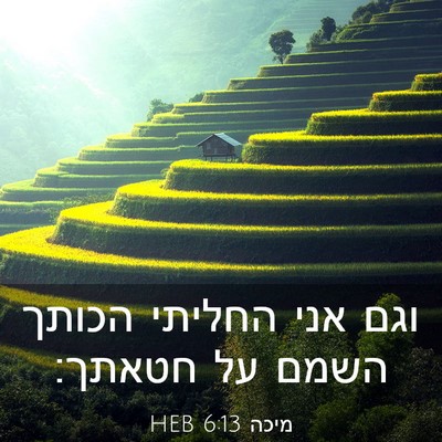 Picture 03 - מיכה 6:13 HEB - וגם אני החליתי הכותך השמם - Bible Verse Picture