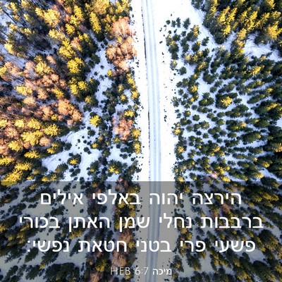 Picture 03 - מיכה 6:7 HEB - הירצה יהוה באלפי אילים - Bible Verse Picture
