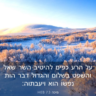 Picture 03 - מיכה 7:3 HEB - על הרע כפים להיטיב השר שאל - Bible Verse Picture