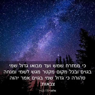 Picture 03 - מלאכי 1:11 HEB - כי ממזרח שמש ועד מבואו גדול - Bible Verse Picture
