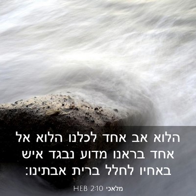 Picture 03 - מלאכי 2:10 HEB - הלוא אב אחד לכלנו הלוא אל - Bible Verse Picture
