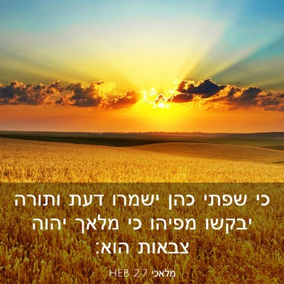 Picture 03 - מלאכי 2:7 HEB - כי שפתי כהן ישמרו דעת ותורה - Bible Verse Picture