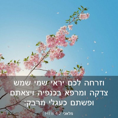 Picture 03 - מלאכי 4:2 HEB - וזרחה לכם יראי שמי שמש צדקה - Bible Verse Picture