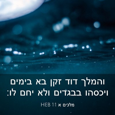 Picture 03 - מלכים א 1:1 HEB - והמלך דוד זקן בא בימים - Bible Verse Picture