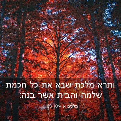 Picture 03 - מלכים א 10:4 HEB - ותרא מלכת שבא את כל חכמת - Bible Verse Picture