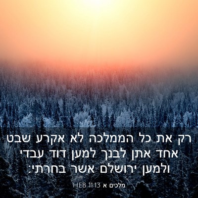 Picture 03 - מלכים א 11:13 HEB - רק את כל הממלכה לא אקרע שבט - Bible Verse Picture