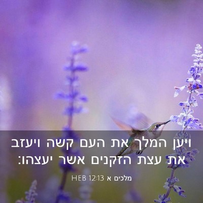 Picture 03 - מלכים א 12:13 HEB - ויען המלך את העם קשה ויעזב - Bible Verse Picture