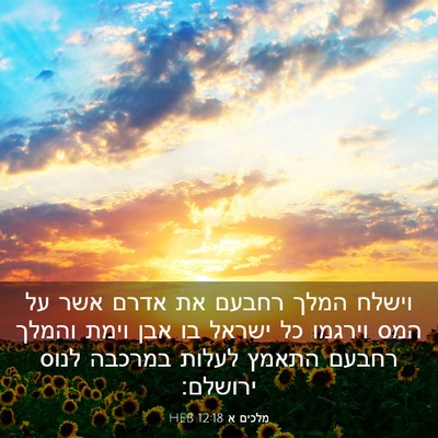 Picture 03 - מלכים א 12:18 HEB - וישלח המלך רחבעם את אדרם - Bible Verse Picture