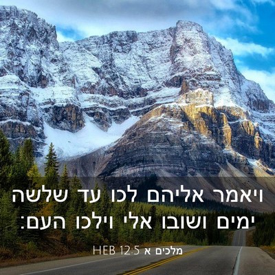 Picture 03 - מלכים א 12:5 HEB - ויאמר אליהם לכו עד שלשה - Bible Verse Picture