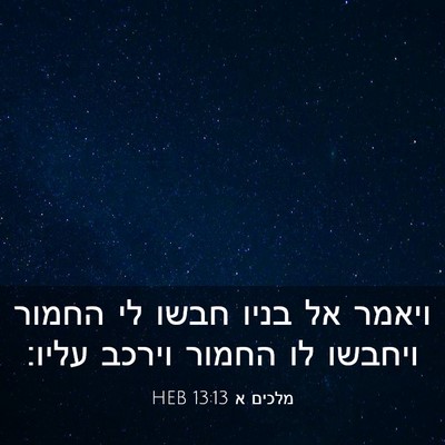 Picture 03 - מלכים א 13:13 HEB - ויאמר אל בניו חבשו לי החמור - Bible Verse Picture