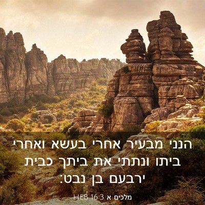 Picture 03 - מלכים א 16:3 HEB - הנני מבעיר אחרי בעשא ואחרי - Bible Verse Picture
