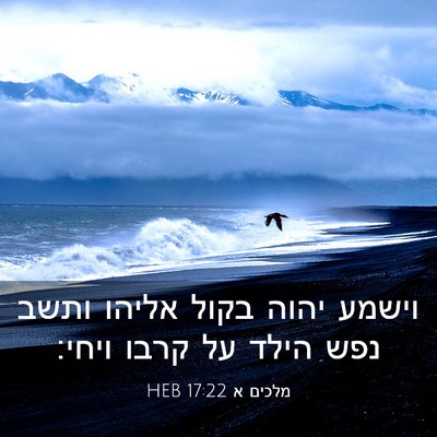 Picture 03 - מלכים א 17:22 HEB - וישמע יהוה בקול אליהו ותשב - Bible Verse Picture