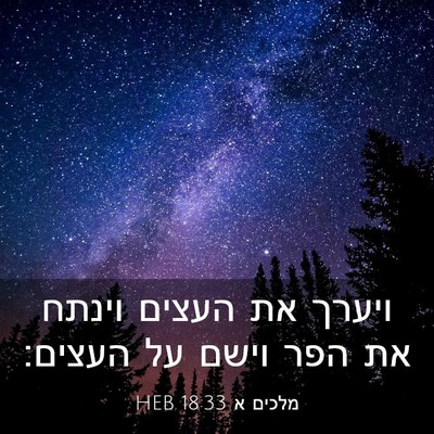 Picture 03 - מלכים א 18:33 HEB - ויערך את העצים וינתח את הפר - Bible Verse Picture