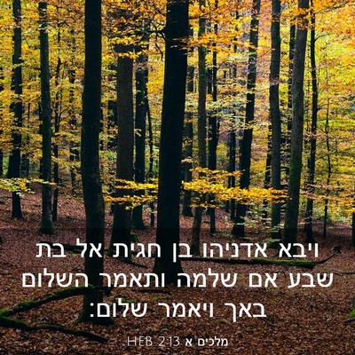 Picture 03 - מלכים א 2:13 HEB - ויבא אדניהו בן חגית אל בת - Bible Verse Picture
