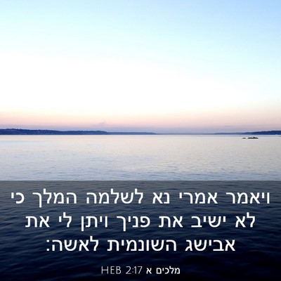 Picture 03 - מלכים א 2:17 HEB - ויאמר אמרי נא לשלמה המלך כי - Bible Verse Picture