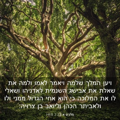 Picture 03 - מלכים א 2:22 HEB - ויען המלך שלמה ויאמר לאמו - Bible Verse Picture