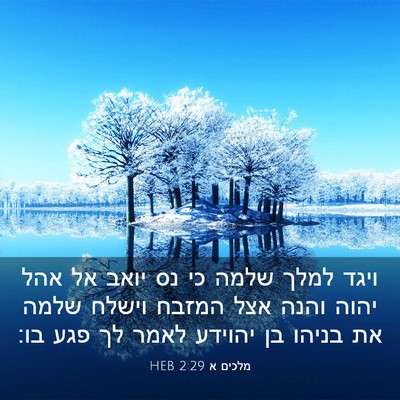 Picture 03 - מלכים א 2:29 HEB - ויגד למלך שלמה כי נס יואב - Bible Verse Picture