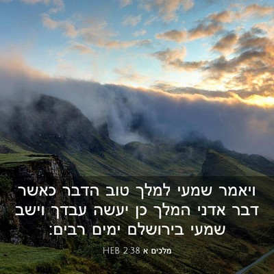 Picture 03 - מלכים א 2:38 HEB - ויאמר שמעי למלך טוב הדבר - Bible Verse Picture