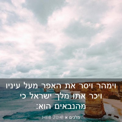 Picture 03 - מלכים א 20:41 HEB - וימהר ויסר את האפר מעל - Bible Verse Picture