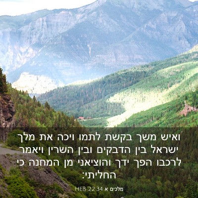 Picture 03 - מלכים א 22:34 HEB - ואיש משך בקשת לתמו ויכה את - Bible Verse Picture