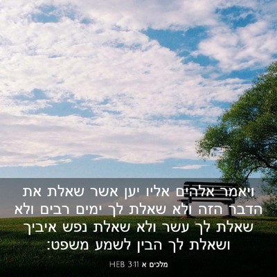 Picture 03 - מלכים א 3:11 HEB - ויאמר אלהים אליו יען אשר - Bible Verse Picture