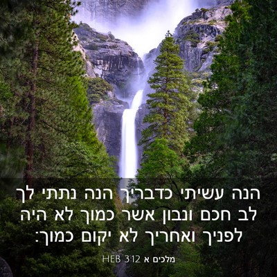 Picture 03 - מלכים א 3:12 HEB - הנה עשיתי כדבריך הנה נתתי - Bible Verse Picture