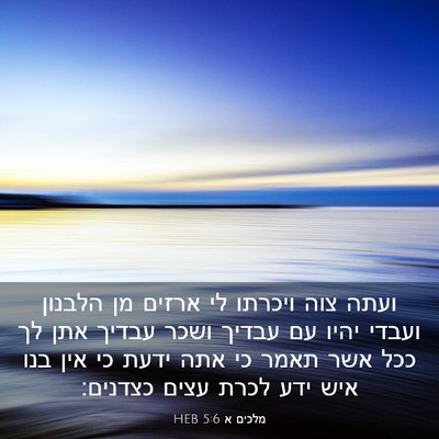 Picture 03 - מלכים א 5:6 HEB - ועתה צוה ויכרתו לי ארזים מן - Bible Verse Picture