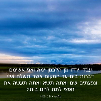 Picture 03 - מלכים א 5:9 HEB - עבדי ירדו מן הלבנון ימה - Bible Verse Picture