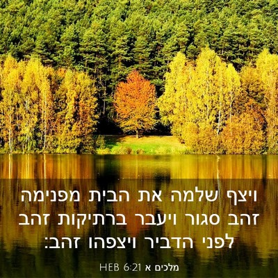 Picture 03 - מלכים א 6:21 HEB - ויצף שלמה את הבית מפנימה - Bible Verse Picture