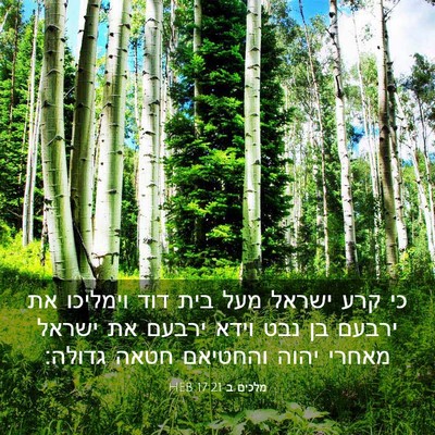 Picture 03 - מלכים ב 17:21 HEB - כי קרע ישראל מעל בית דוד - Bible Verse Picture