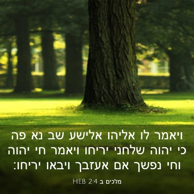 Picture 03 - מלכים ב 2:4 HEB - ויאמר לו אליהו אלישע שב נא - Bible Verse Picture
