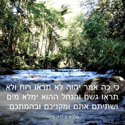 Picture 03 - מלכים ב 3:17 HEB - כי כה אמר יהוה לא תראו רוח - Bible Verse Picture