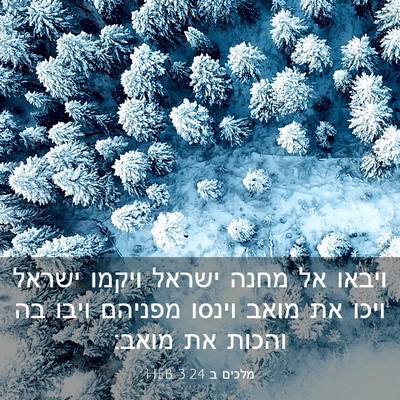Picture 03 - מלכים ב 3:24 HEB - ויבאו אל מחנה ישראל ויקמו - Bible Verse Picture