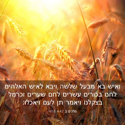 Picture 03 - מלכים ב 4:42 HEB - ואיש בא מבעל שלשה ויבא לאיש - Bible Verse Picture
