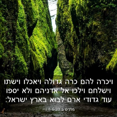 Picture 03 - מלכים ב 6:23 HEB - ויכרה להם כרה גדולה ויאכלו - Bible Verse Picture