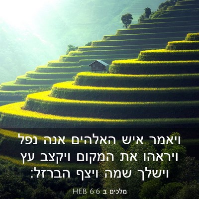 Picture 03 - מלכים ב 6:6 HEB - ויאמר איש האלהים אנה נפל - Bible Verse Picture