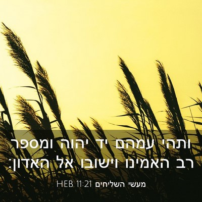 Picture 03 - מעשי השליחים 11:21 HEB - ותהי עמהם יד יהוה ומספר רב - Bible Verse Picture