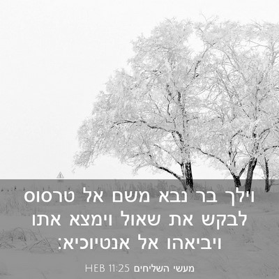 Picture 03 - מעשי השליחים 11:25 HEB - וילך בר נבא משם אל טרסוס - Bible Verse Picture