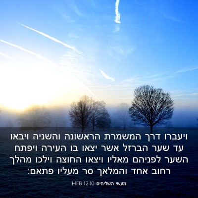 Picture 03 - מעשי השליחים 12:10 HEB - ויעברו דרך המשמרת הראשונה - Bible Verse Picture