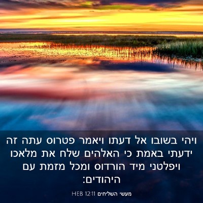Picture 03 - מעשי השליחים 12:11 HEB - ויהי בשובו אל דעתו ויאמר - Bible Verse Picture