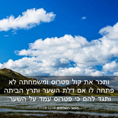 Picture 03 - מעשי השליחים 12:14 HEB - ותכר את קול פטרוס ומשמחתה - Bible Verse Picture