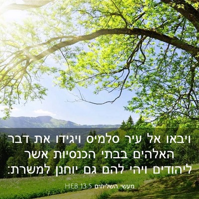 Picture 03 - מעשי השליחים 13:5 HEB - ויבאו אל עיר סלמיס ויגידו - Bible Verse Picture