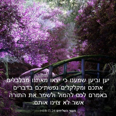 Picture 03 - מעשי השליחים 15:24 HEB - יען וביען שמענו כי יצאו - Bible Verse Picture