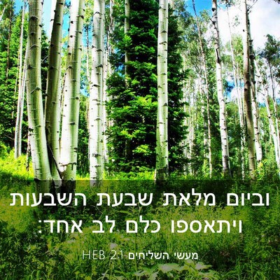 Picture 03 - מעשי השליחים 2:1 HEB - וביום מלאת שבעת השבעות - Bible Verse Picture
